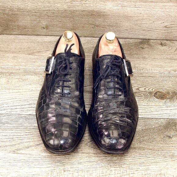 $550 Nordstrom CESARE PACIOTTI Oxford US 8 M Navy Croc Print * add $15 Trees main image 14